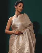 Banarasi Tissue Ivory Silk Saree